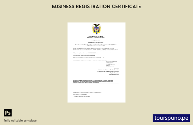 listo para imprimir plantilla de certificado de registro de Colombia plantilla W